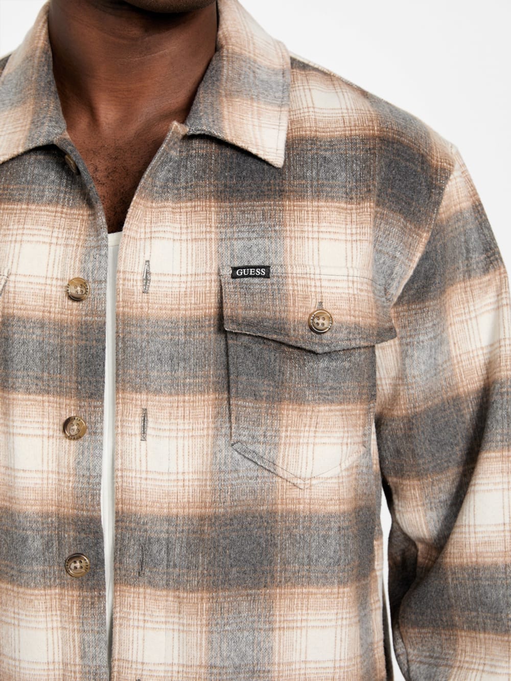 Eco Checkered Wool-Blend Overshirt - Guess
