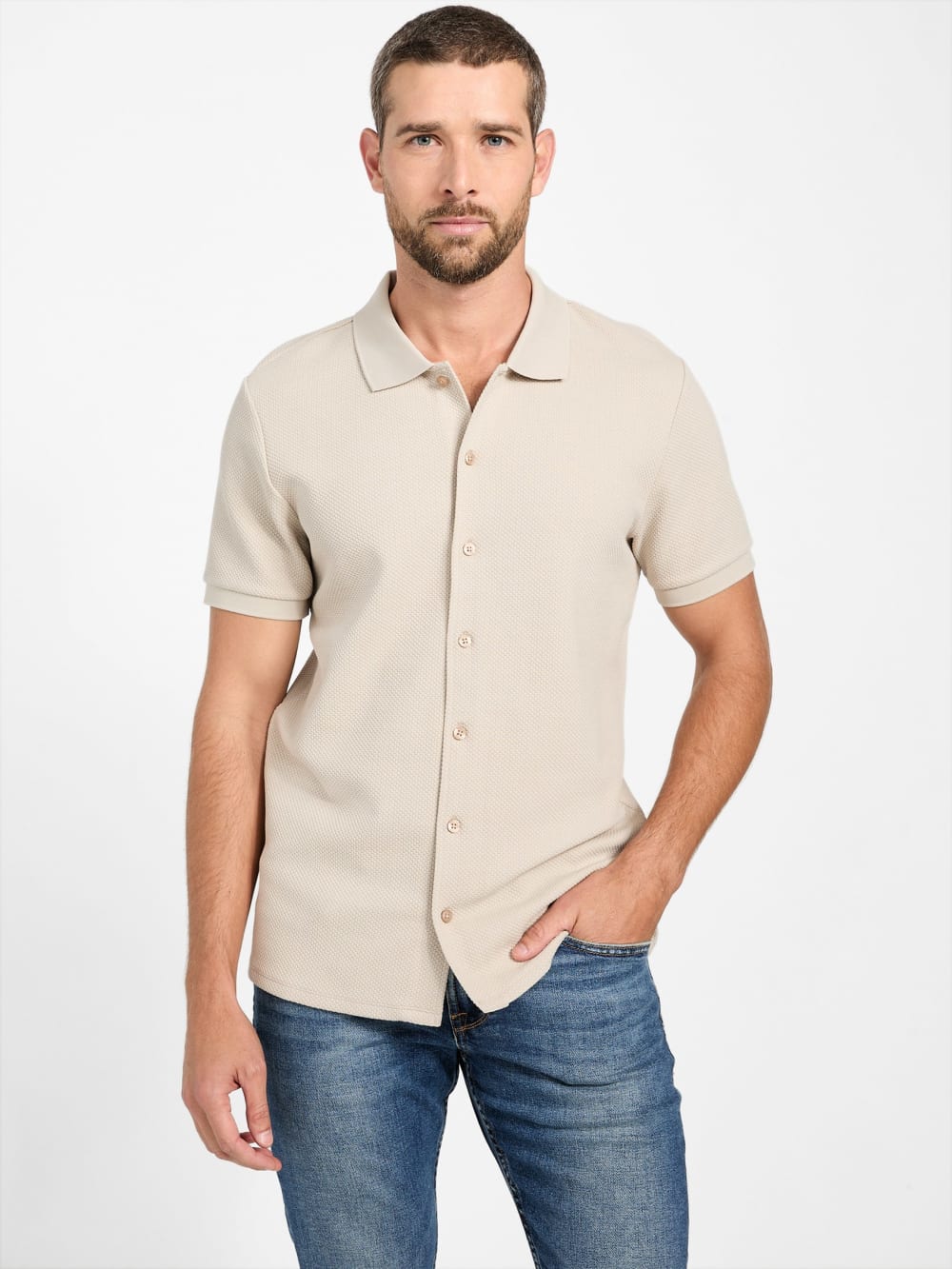 Eco Aaron Textured Shirt - Guess