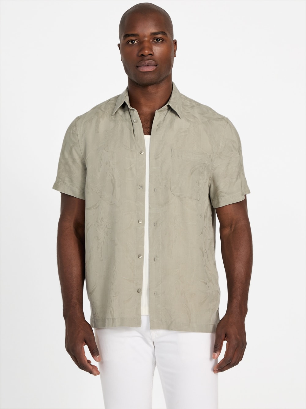 Eco Jacquard Foliage Pocket Shirt - Guess