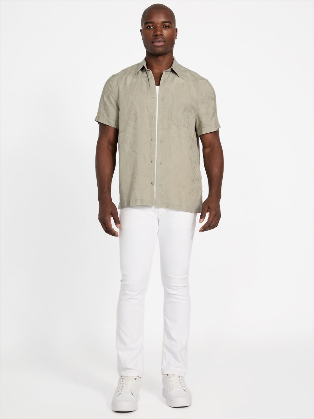Eco Jacquard Foliage Pocket Shirt - Guess