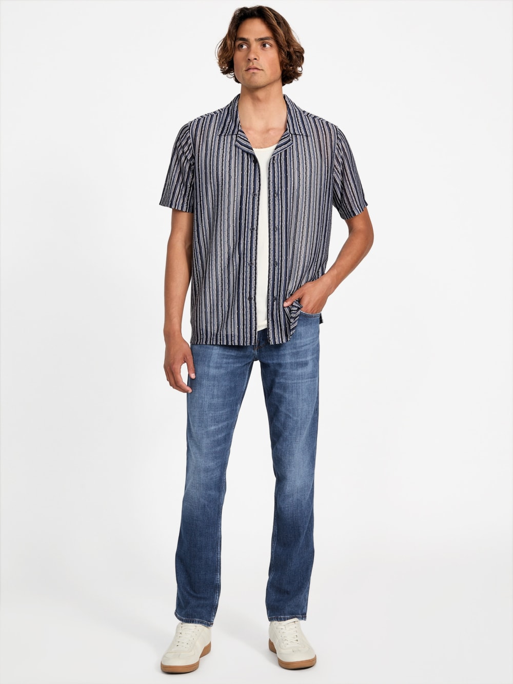 Wyatt Stripe Resort Shirt - Guess