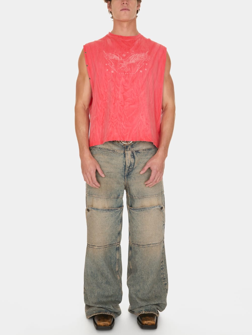 washed graphic muscle tank - Guess