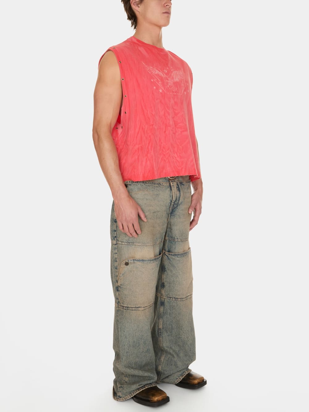 washed graphic muscle tank - Guess