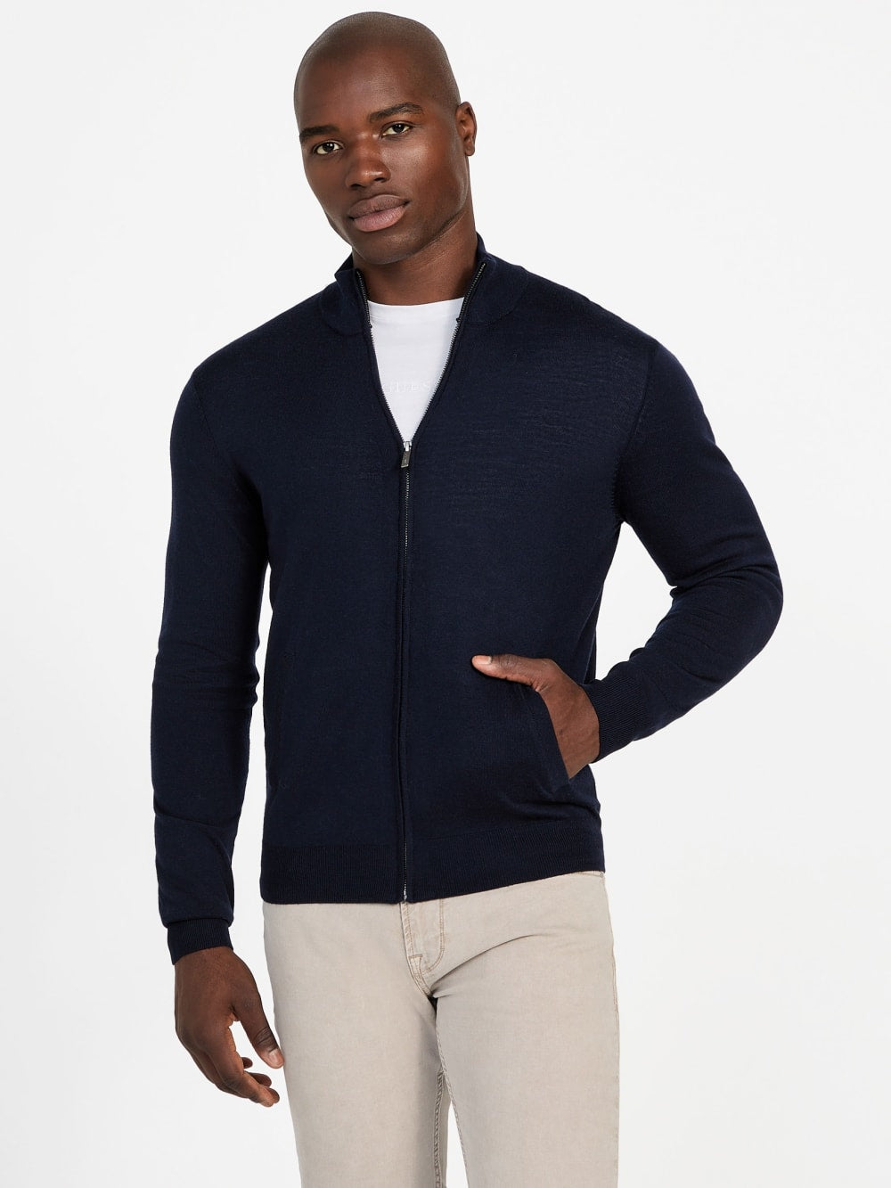 Fred Full-Zip Wool Sweater - Guess