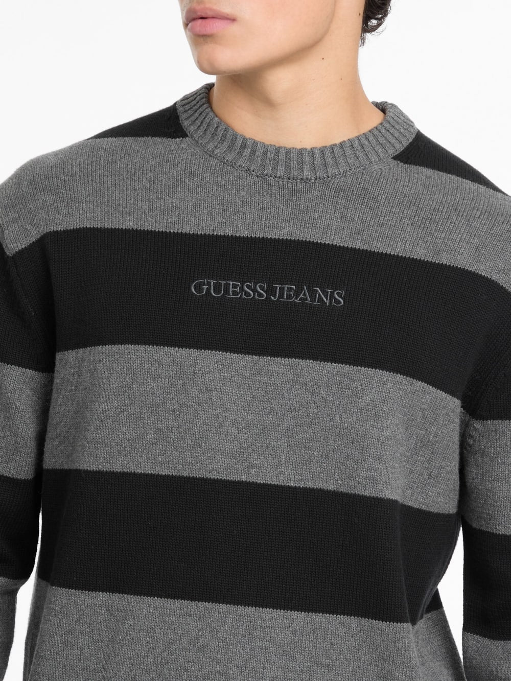 Striped Embroidered Logo Sweater - Guess