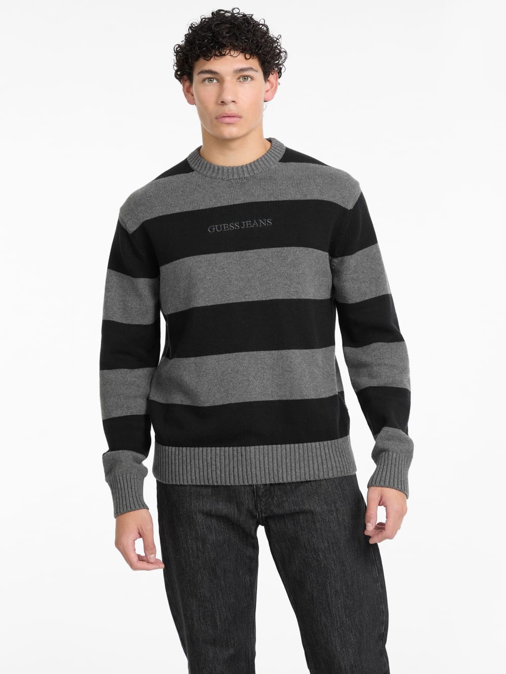 Striped Embroidered Logo Sweater - Guess