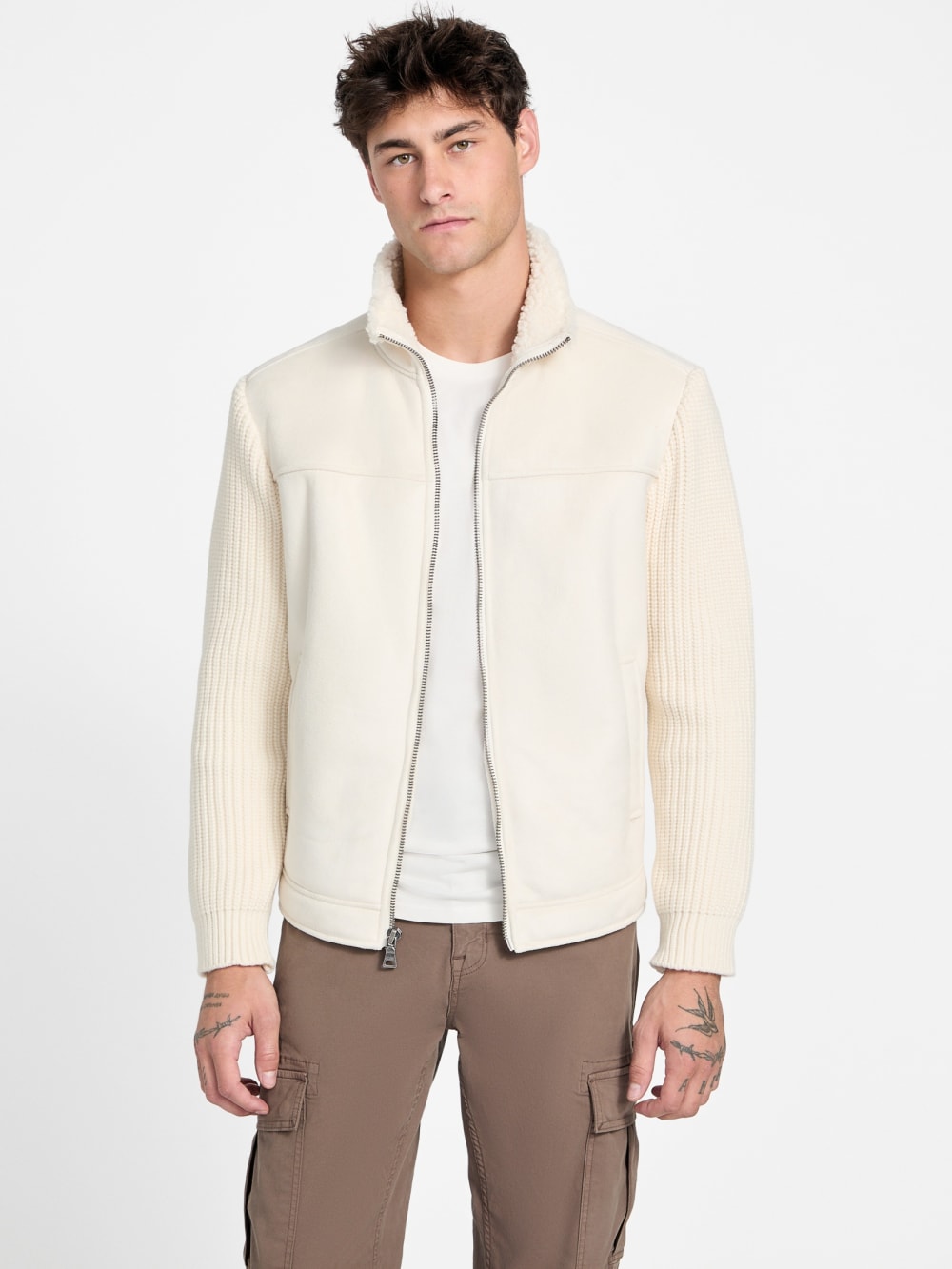 River Faux- Suede Knit Jacket - Guess