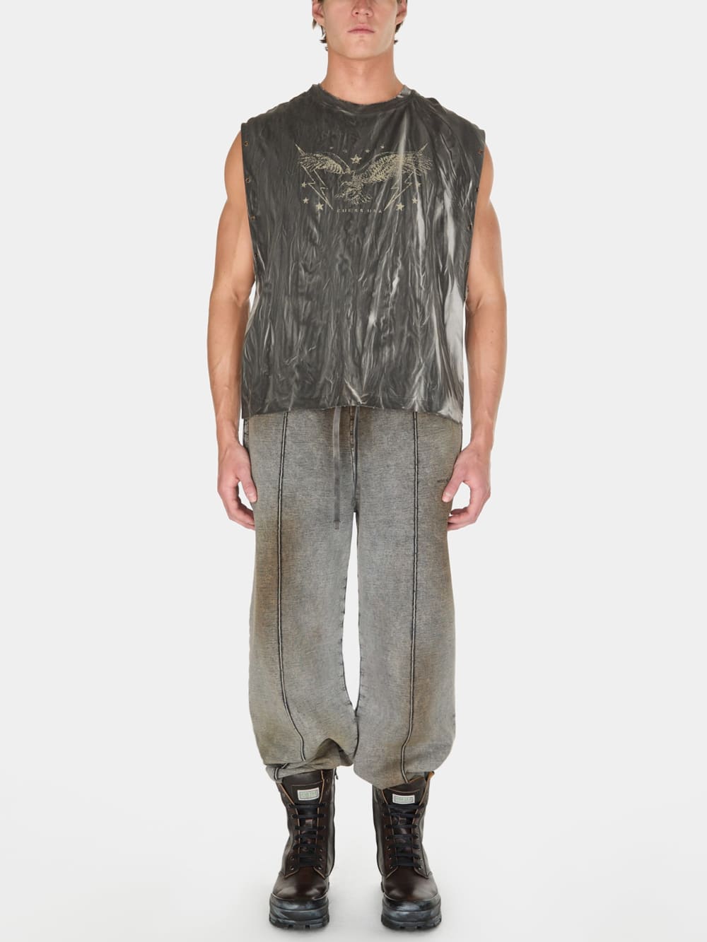 washed graphic muscle tank - Guess