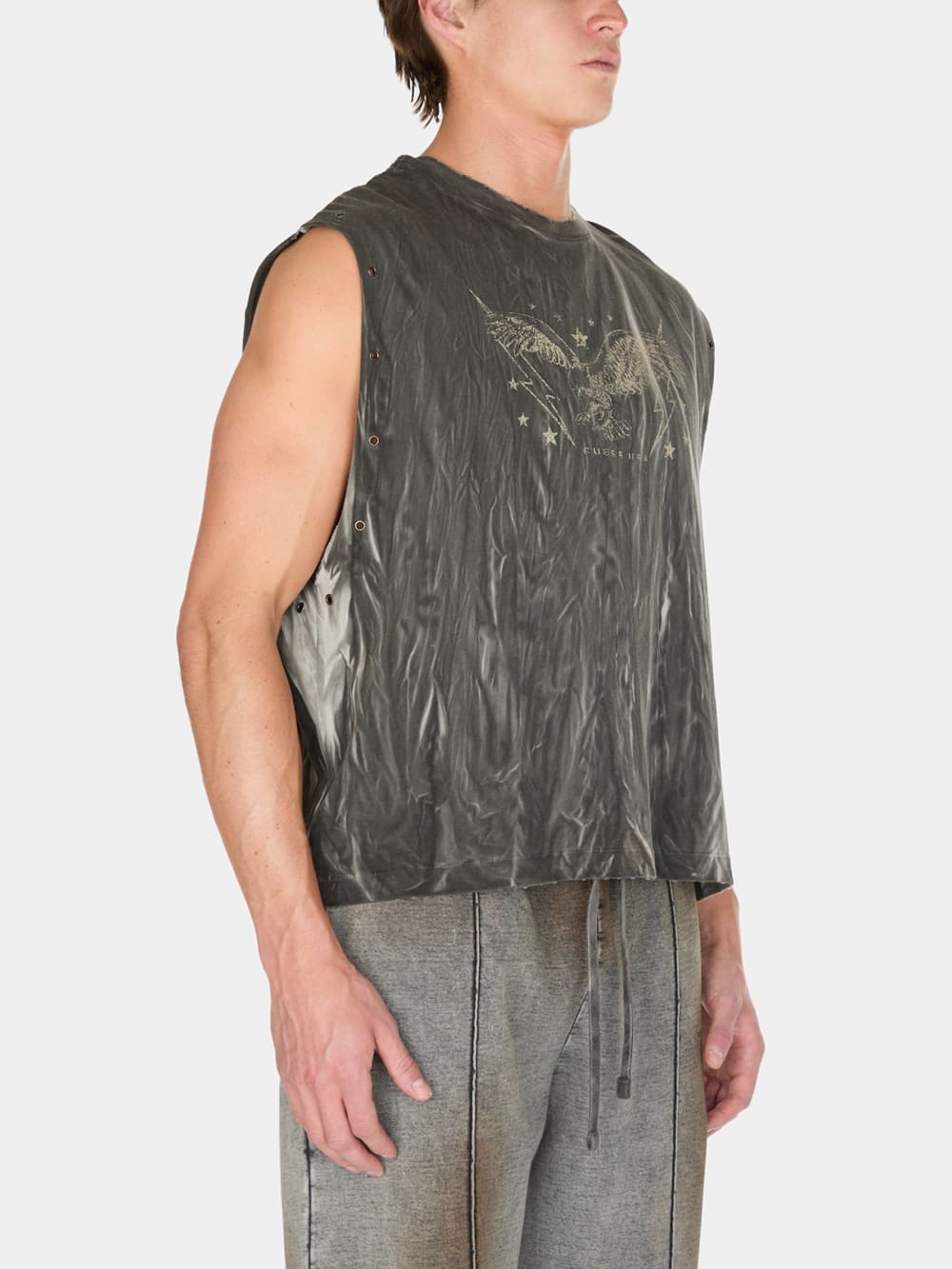 washed graphic muscle tank - Guess