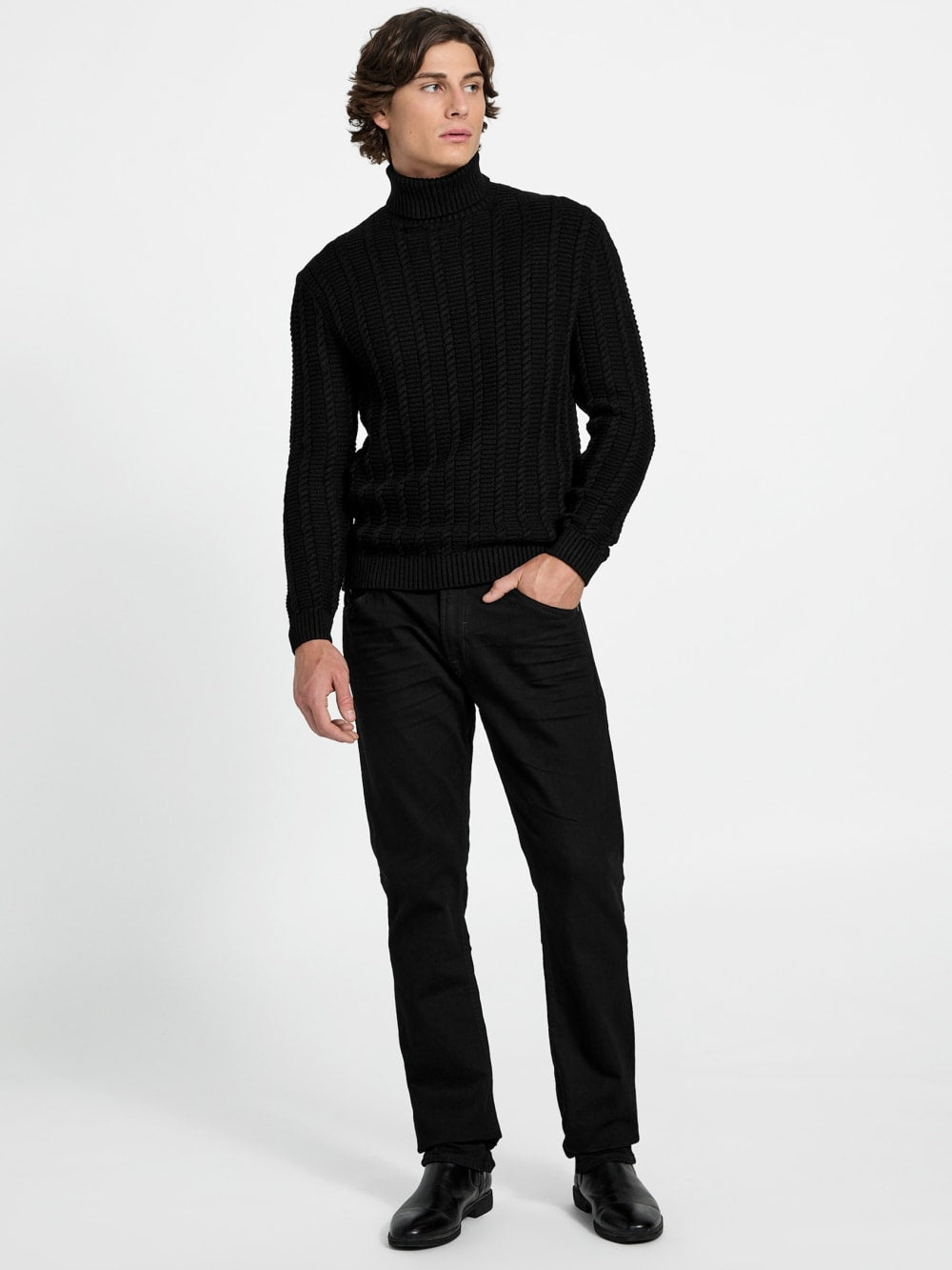 Eco Brandon Cable-Knit Turtleneck Sweater - Guess