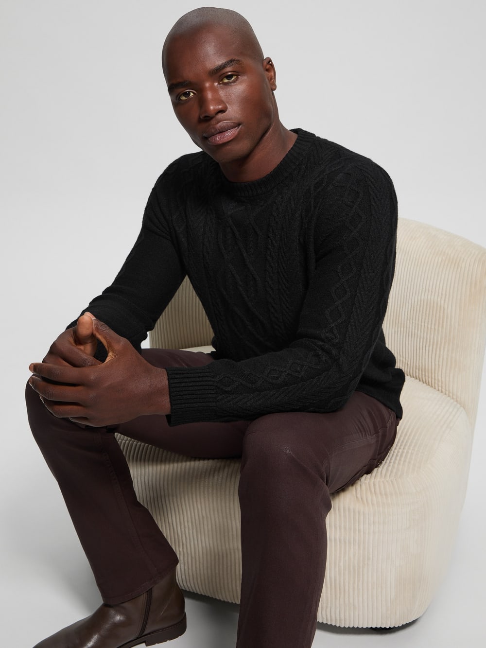 Eco Noah Crewneck Celtic Cable-Knit Sweater - Guess