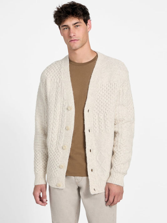 Eco Jeffry Cable-Stitch Cardigan Sweater - Guess