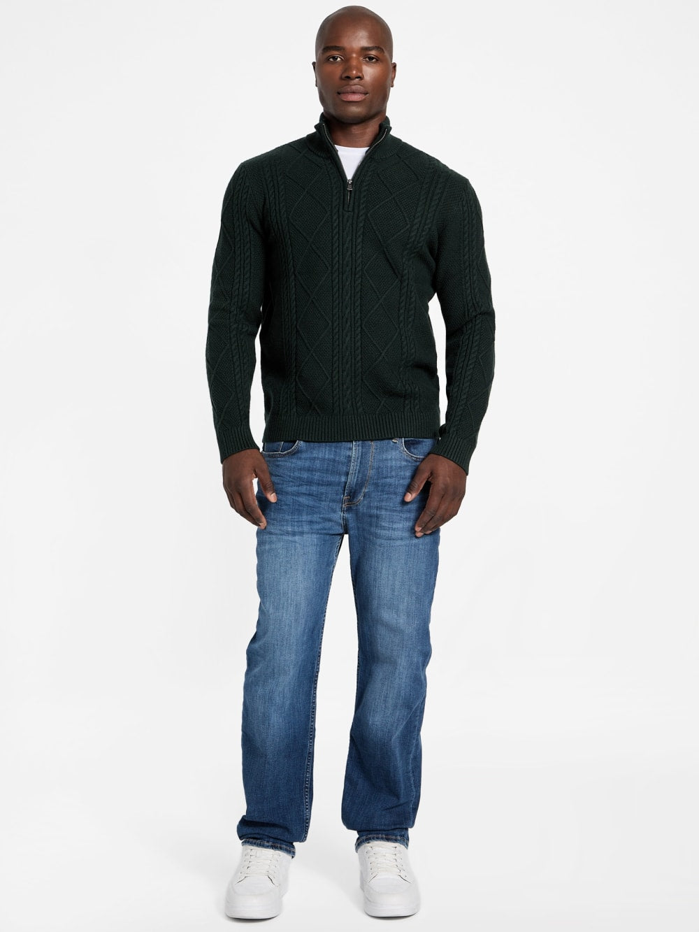 Eco Noel Zip Cable-Knit Sweater - Guess