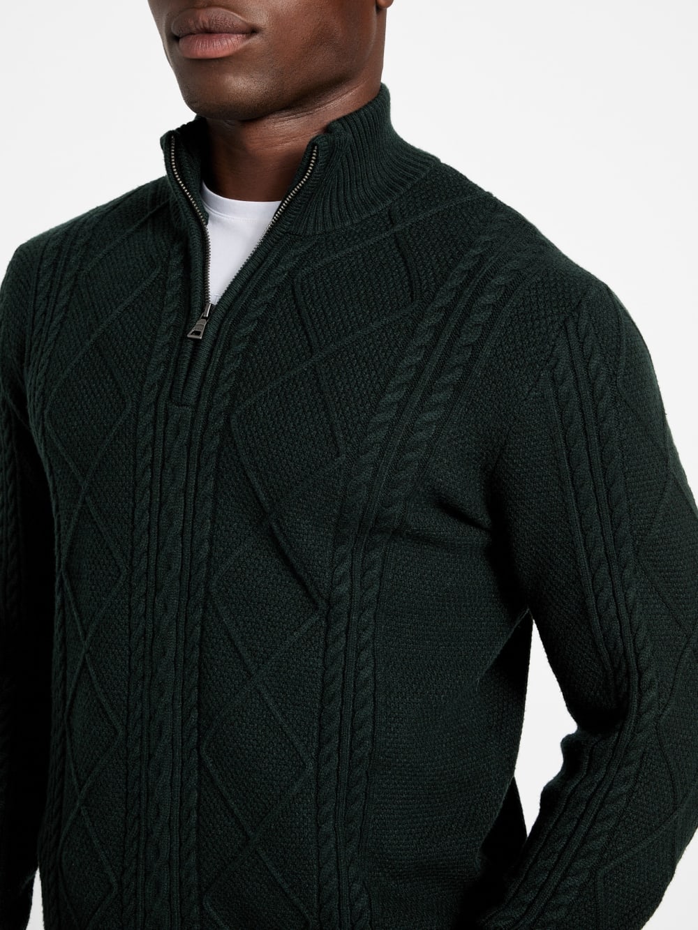 Eco Noel Zip Cable-Knit Sweater - Guess