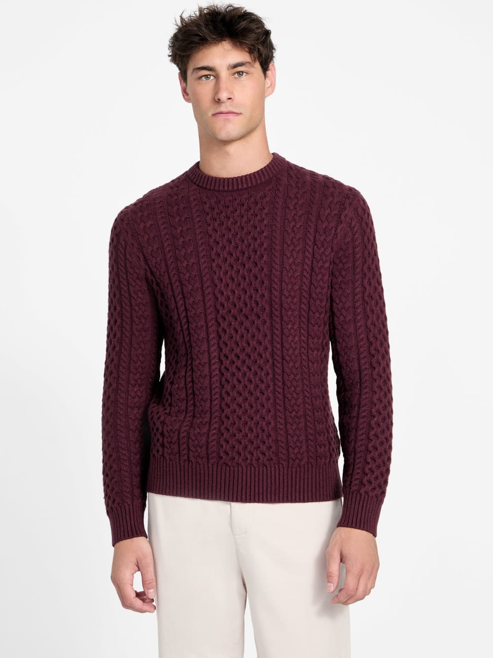 Eco Nathan Mixed Cable-Knit Sweater - Guess