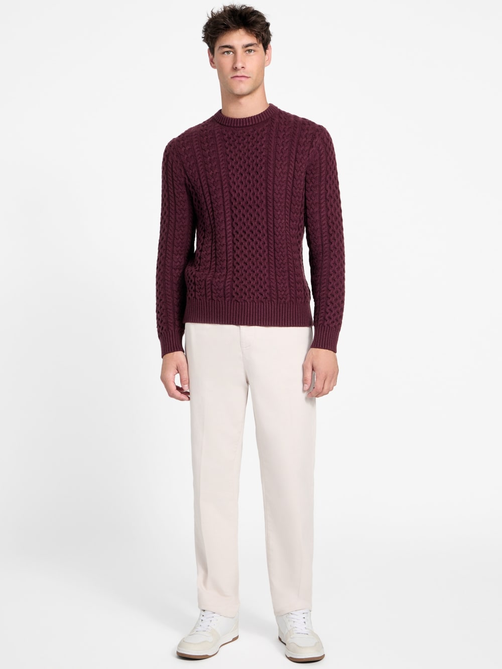 Eco Nathan Mixed Cable-Knit Sweater - Guess