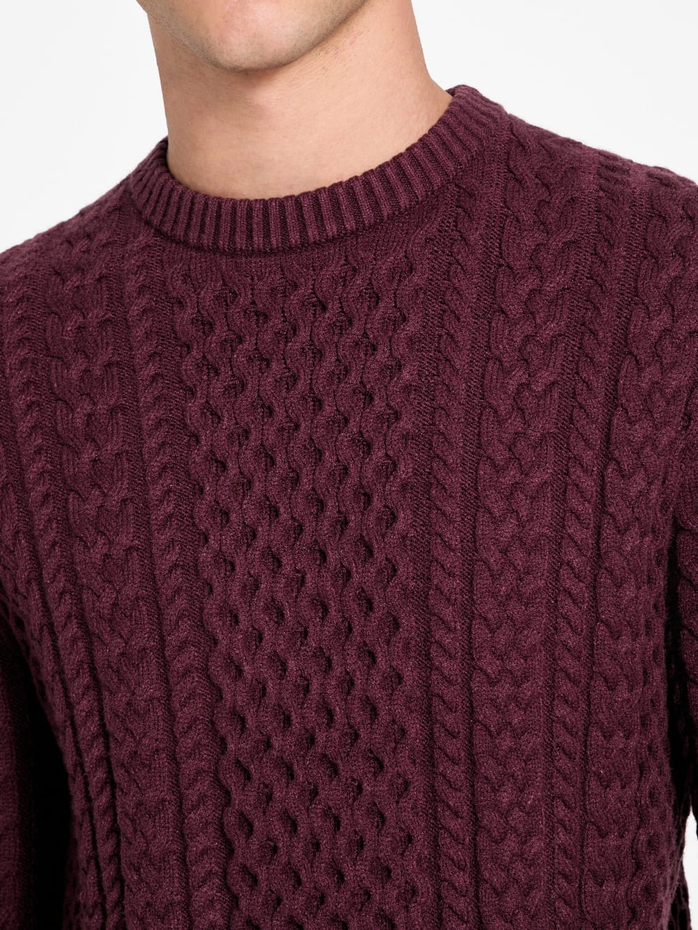Eco Nathan Mixed Cable-Knit Sweater - Guess