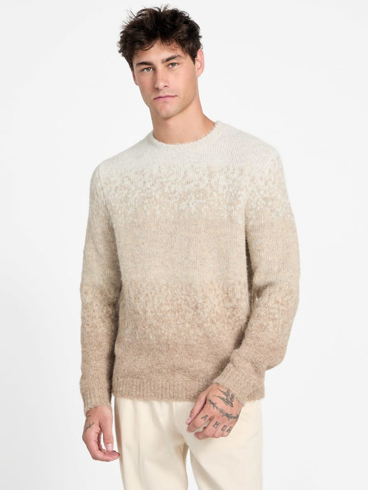 Eco Trey Crewneck Marled Striped Sweater - Guess