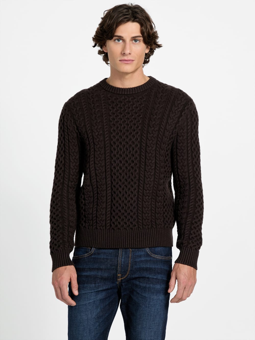 Eco Nathan Mixed Cable-Knit Sweater - Guess