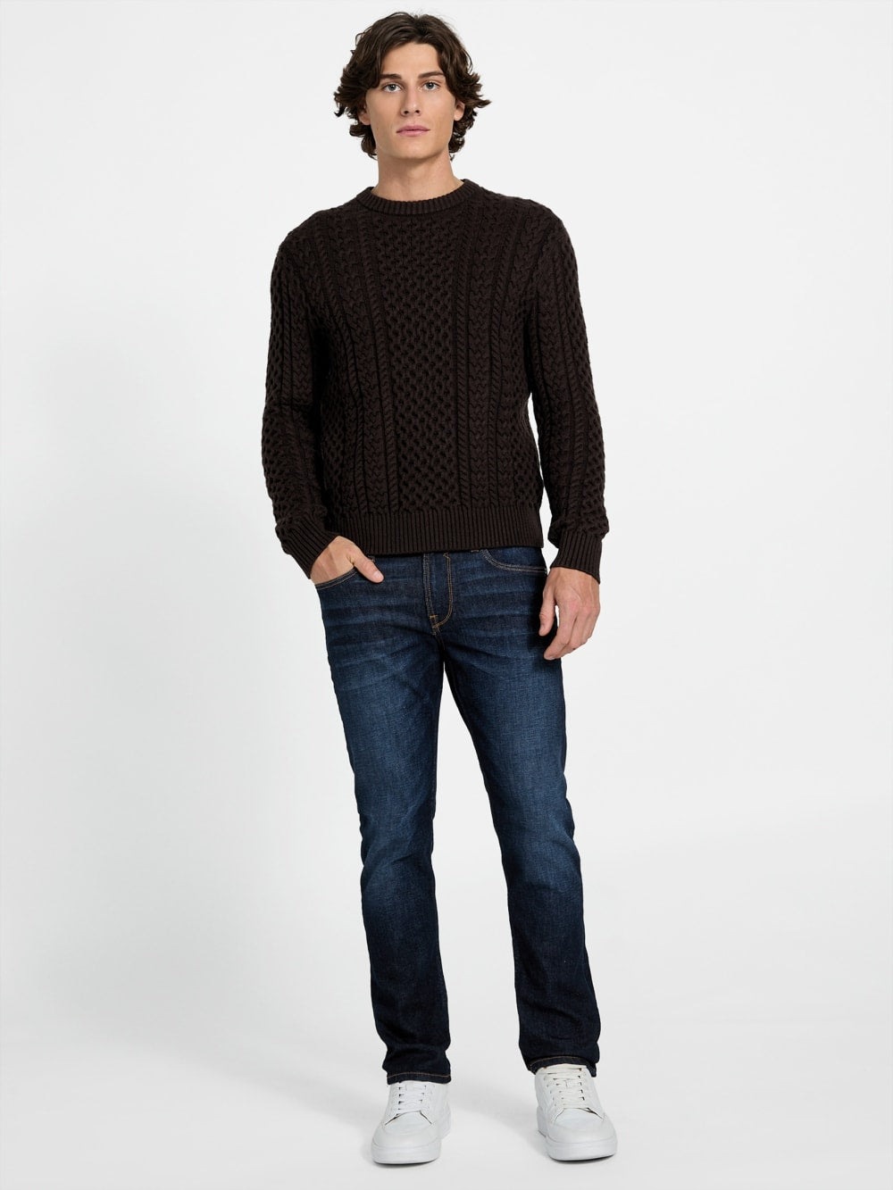 Eco Nathan Mixed Cable-Knit Sweater - Guess