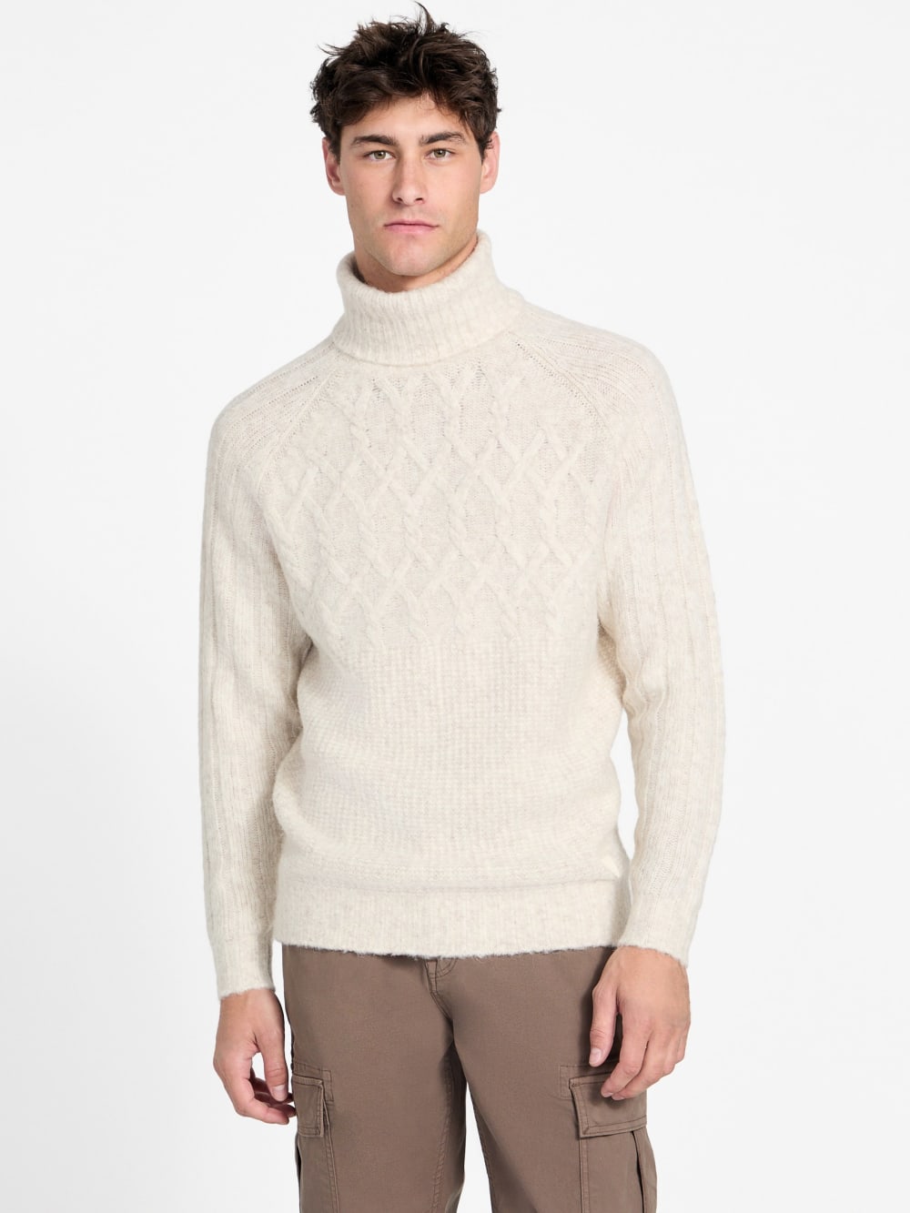 Eco Jemmy Turtleneck Mixed-Stitch Sweater - Guess