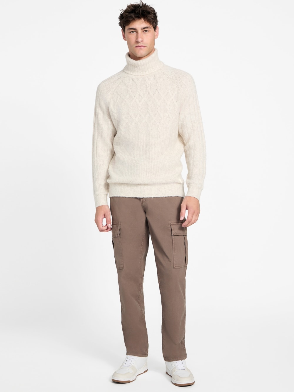 Eco Jemmy Turtleneck Mixed-Stitch Sweater - Guess