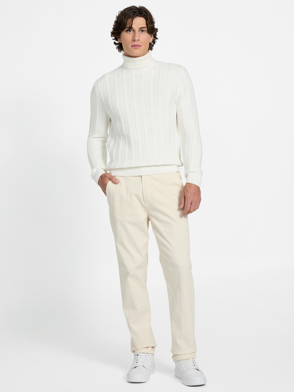 Eco Brandon Cable-Knit Turtleneck Sweater - Guess