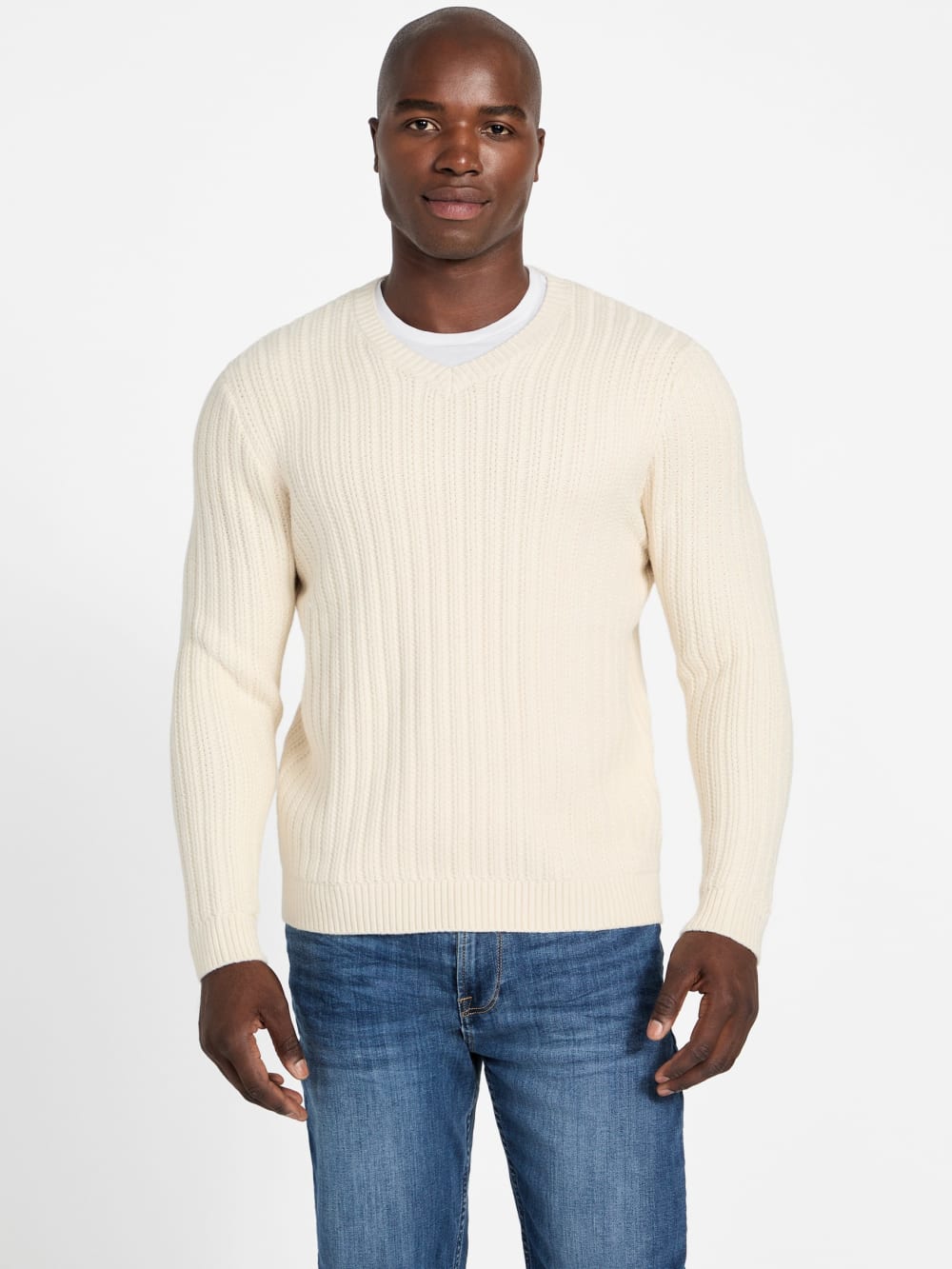 Eco Bryson Texture V-Neck Sweater - Guess