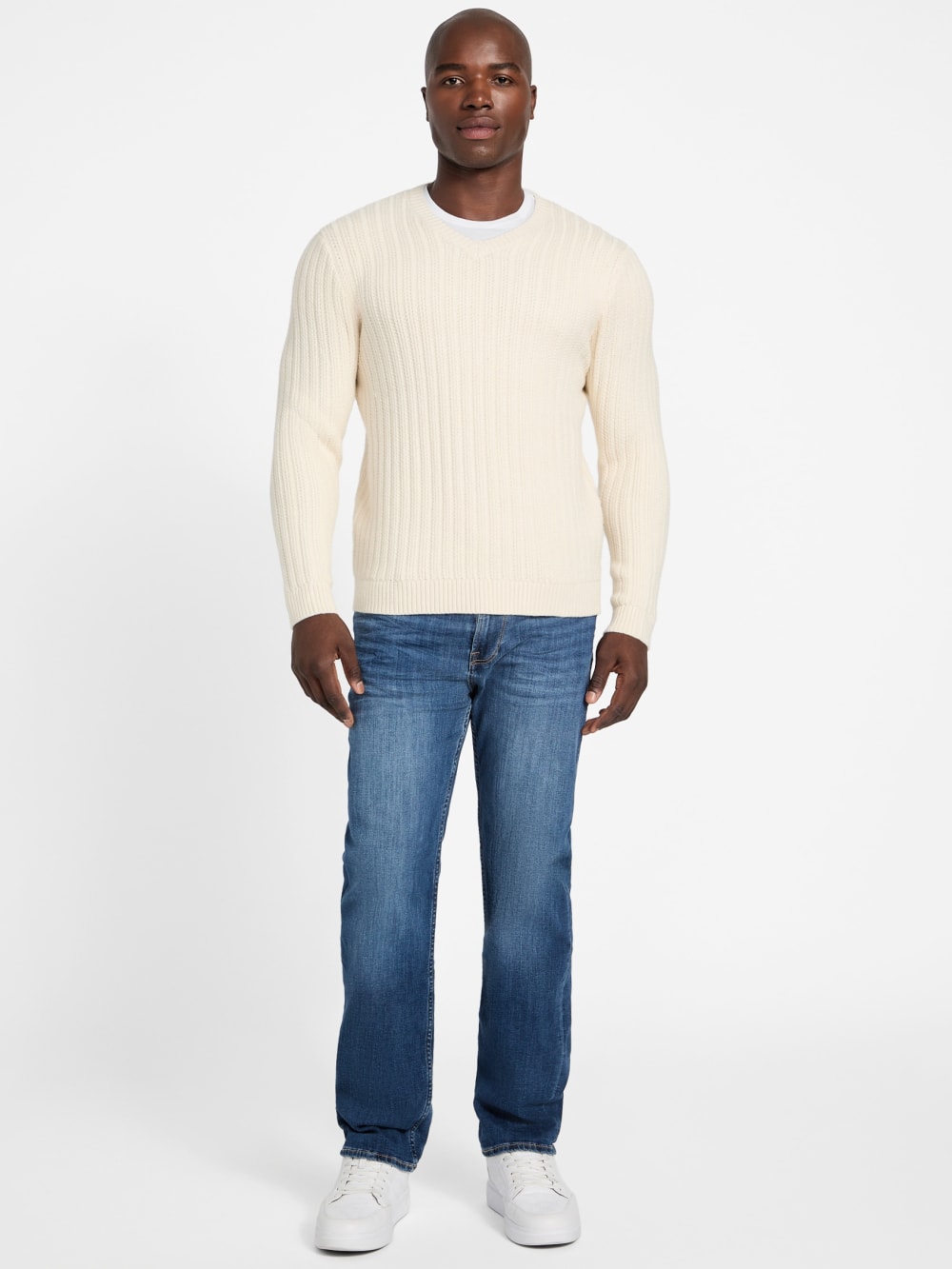 Eco Bryson Texture V-Neck Sweater - Guess