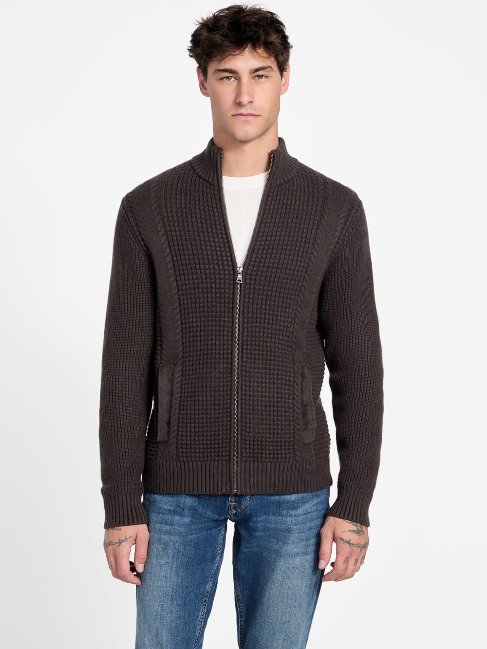 Eco Ryder Waffle-Knit Cardigan - Guess