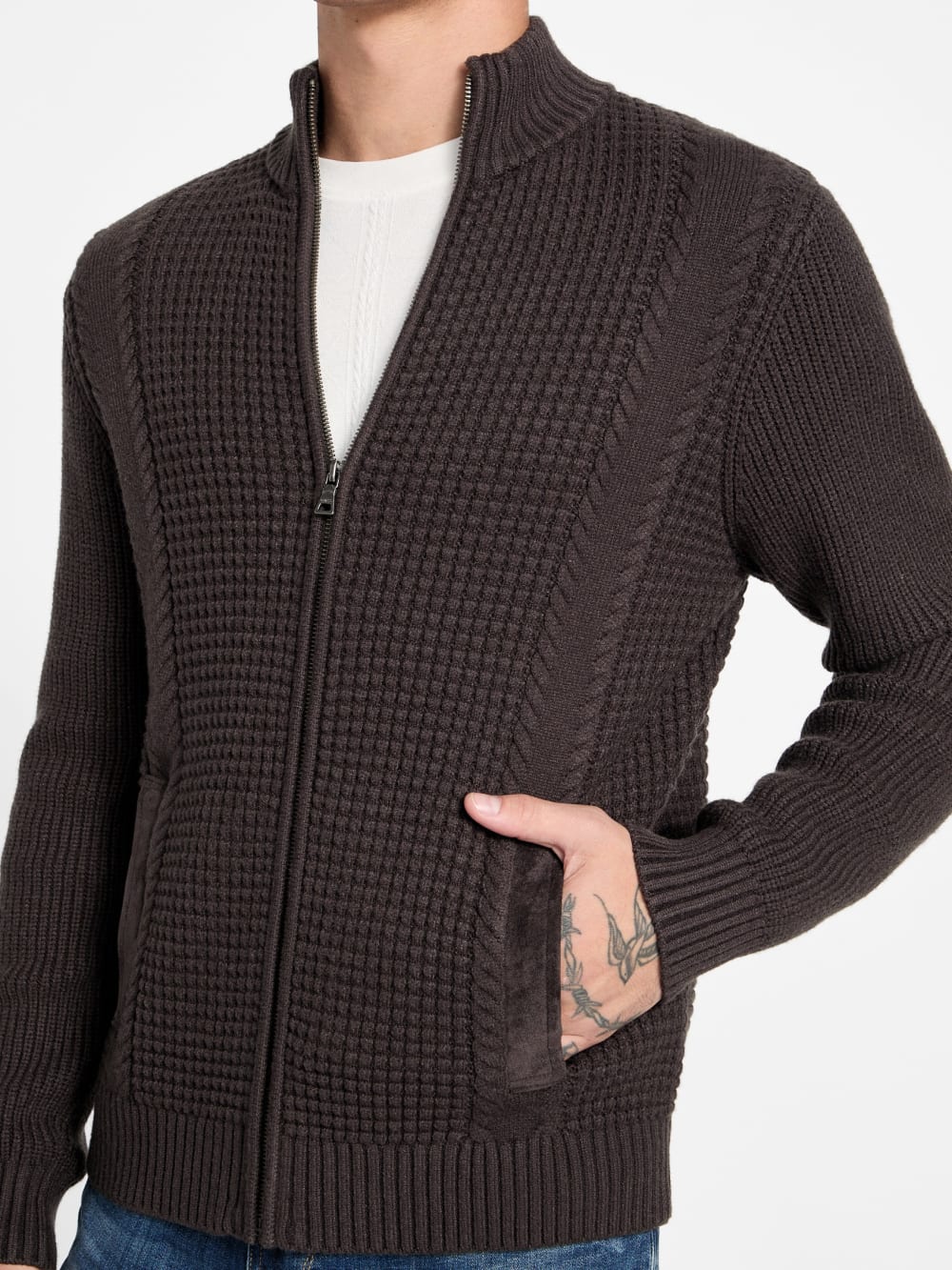 Eco Ryder Waffle-Knit Cardigan - Guess