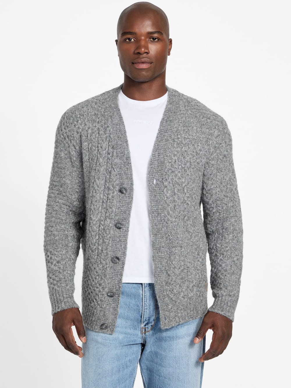 Eco Jeffry Cable-Stitch Cardigan Sweater - Guess