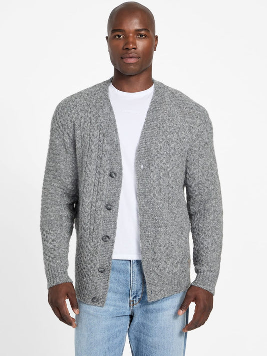 Eco Jeffry Cable-Stitch Cardigan Sweater - Guess