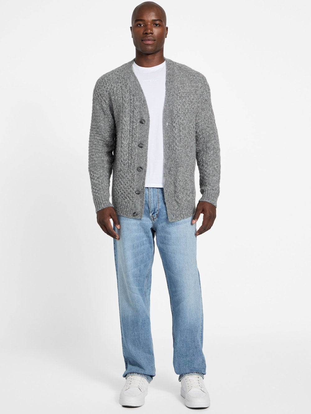 Eco Jeffry Cable-Stitch Cardigan Sweater - Guess