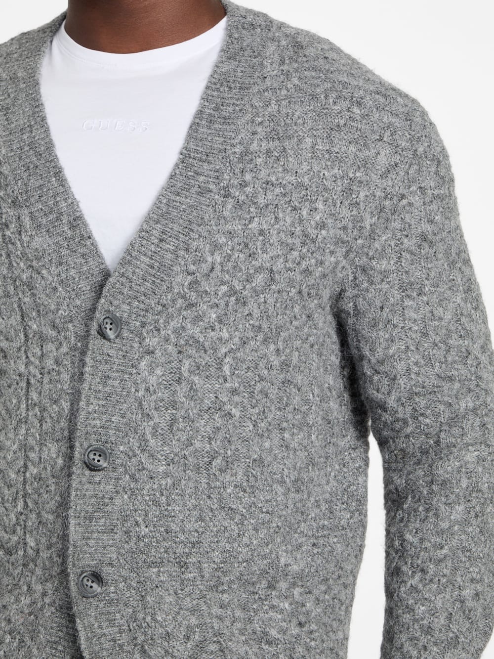 Eco Jeffry Cable-Stitch Cardigan Sweater - Guess