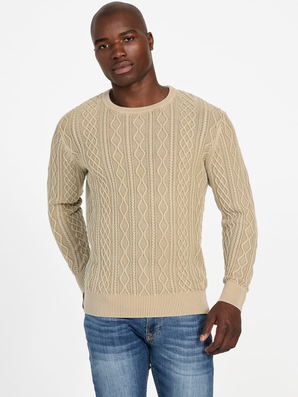 Herman Cable-Knit Washed Sweater - Guess