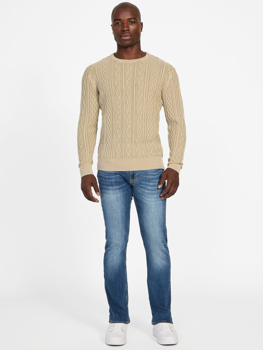 Herman Cable-Knit Washed Sweater - Guess