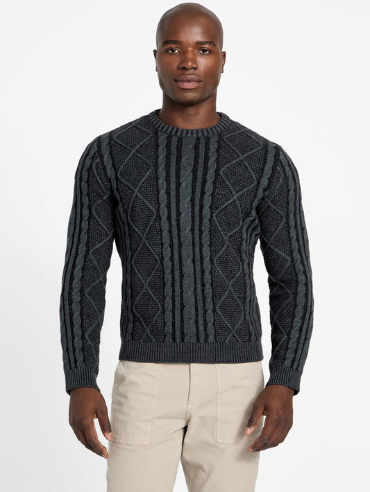 Eco Adrian Crewneck Cable-Knit Sweater - Guess