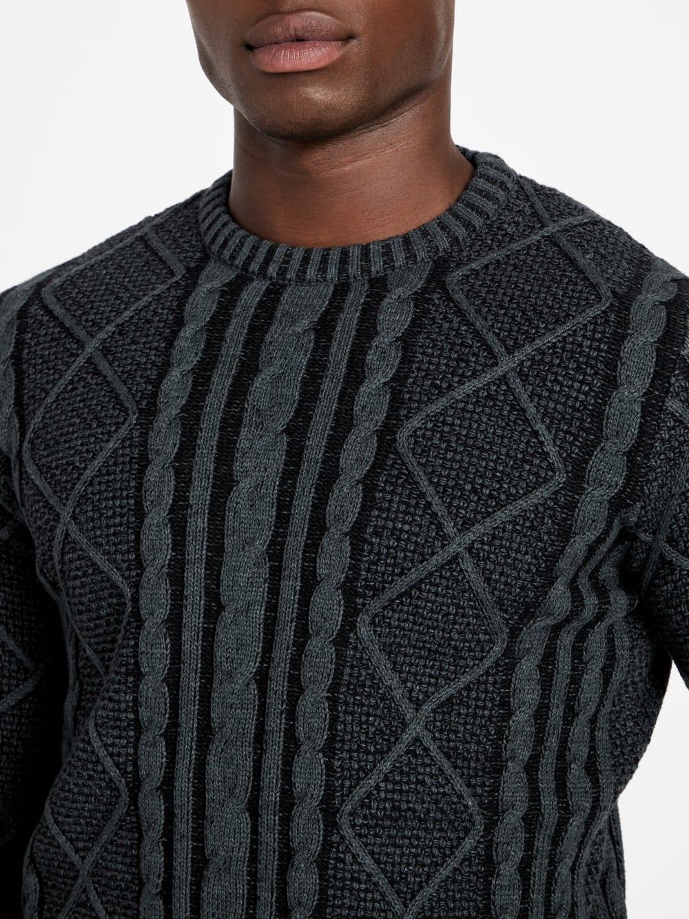 Eco Adrian Crewneck Cable-Knit Sweater - Guess