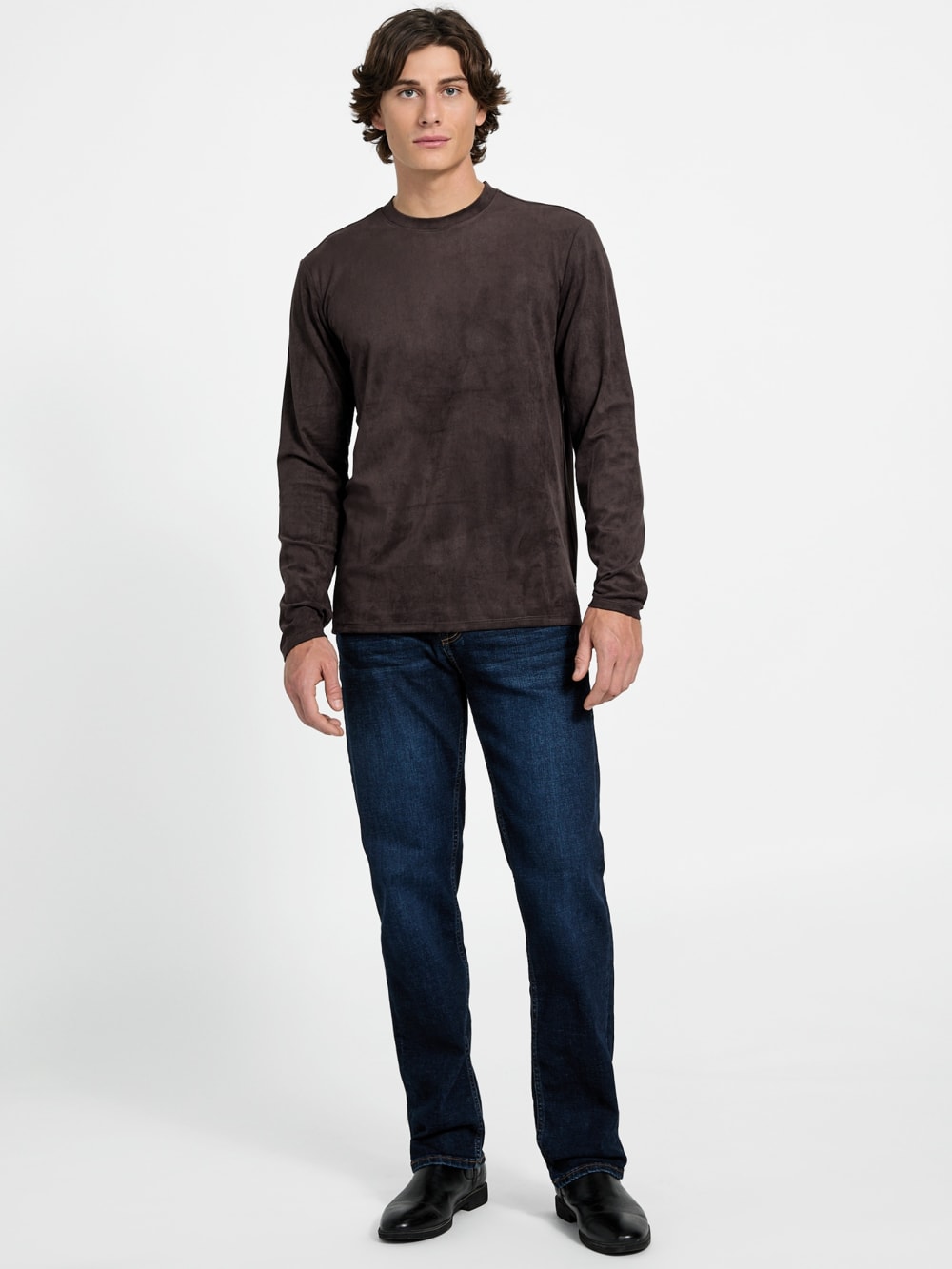 Garrett Knit Faux-Suede Crewneck - Guess