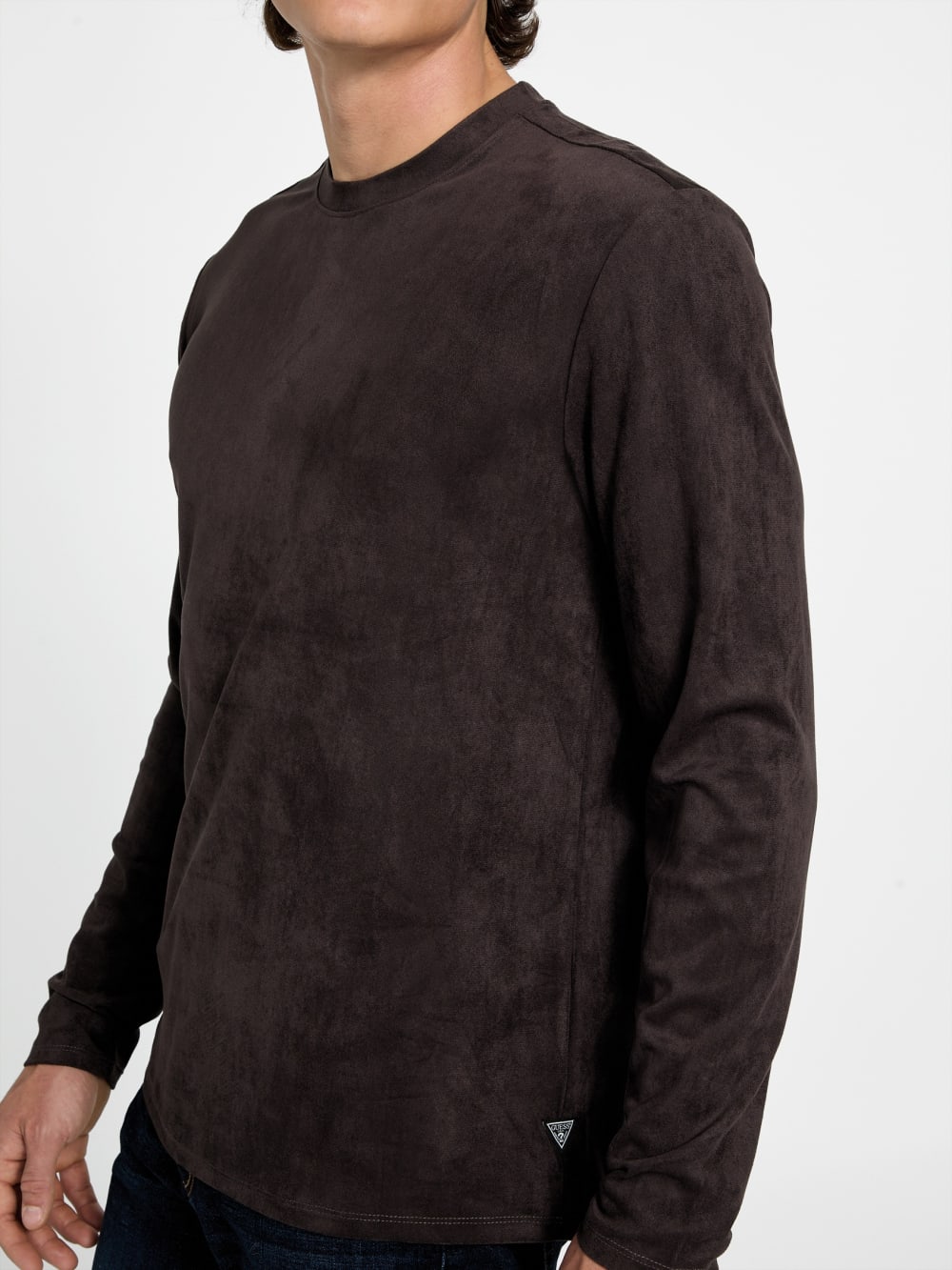 Garrett Knit Faux-Suede Crewneck - Guess