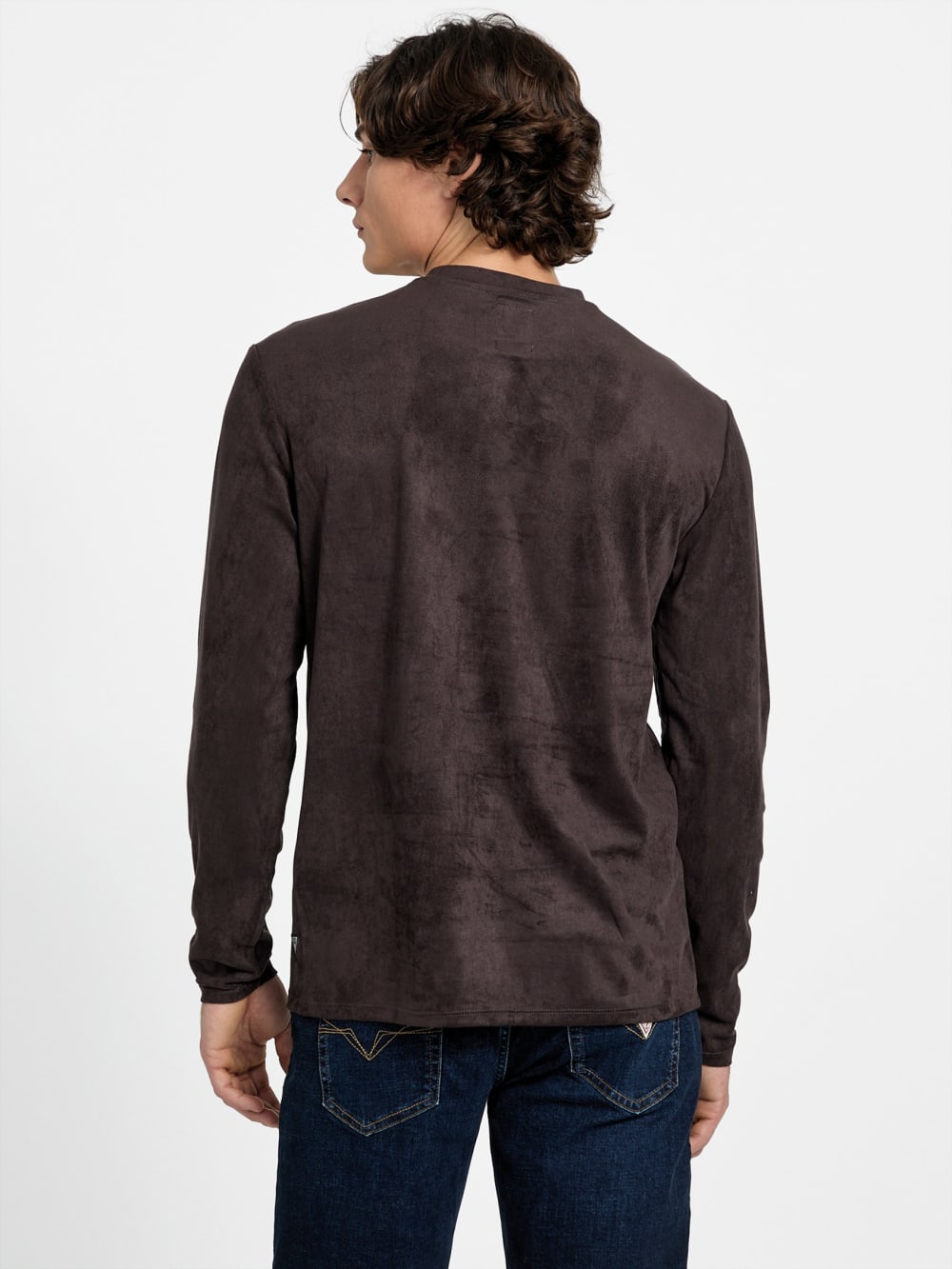 Garrett Knit Faux-Suede Crewneck - Guess