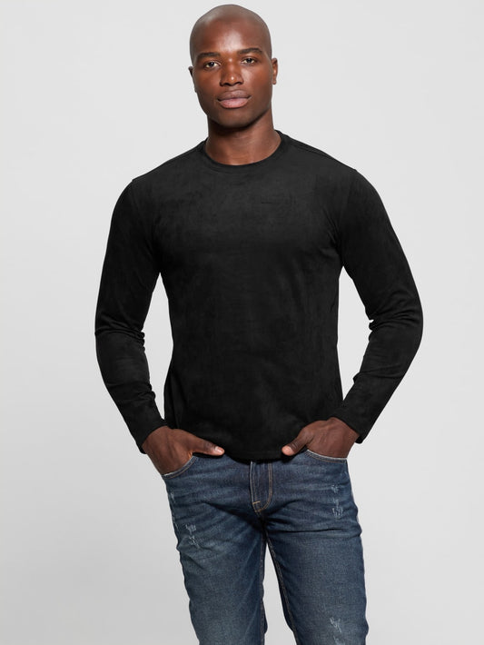 Garrett Knit Faux-Suede Crewneck - Guess
