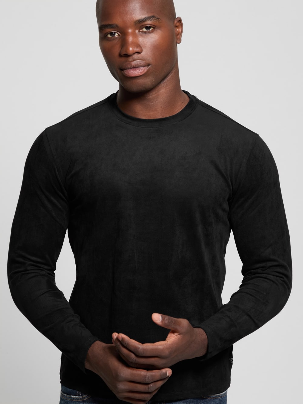 Garrett Knit Faux-Suede Crewneck - Guess