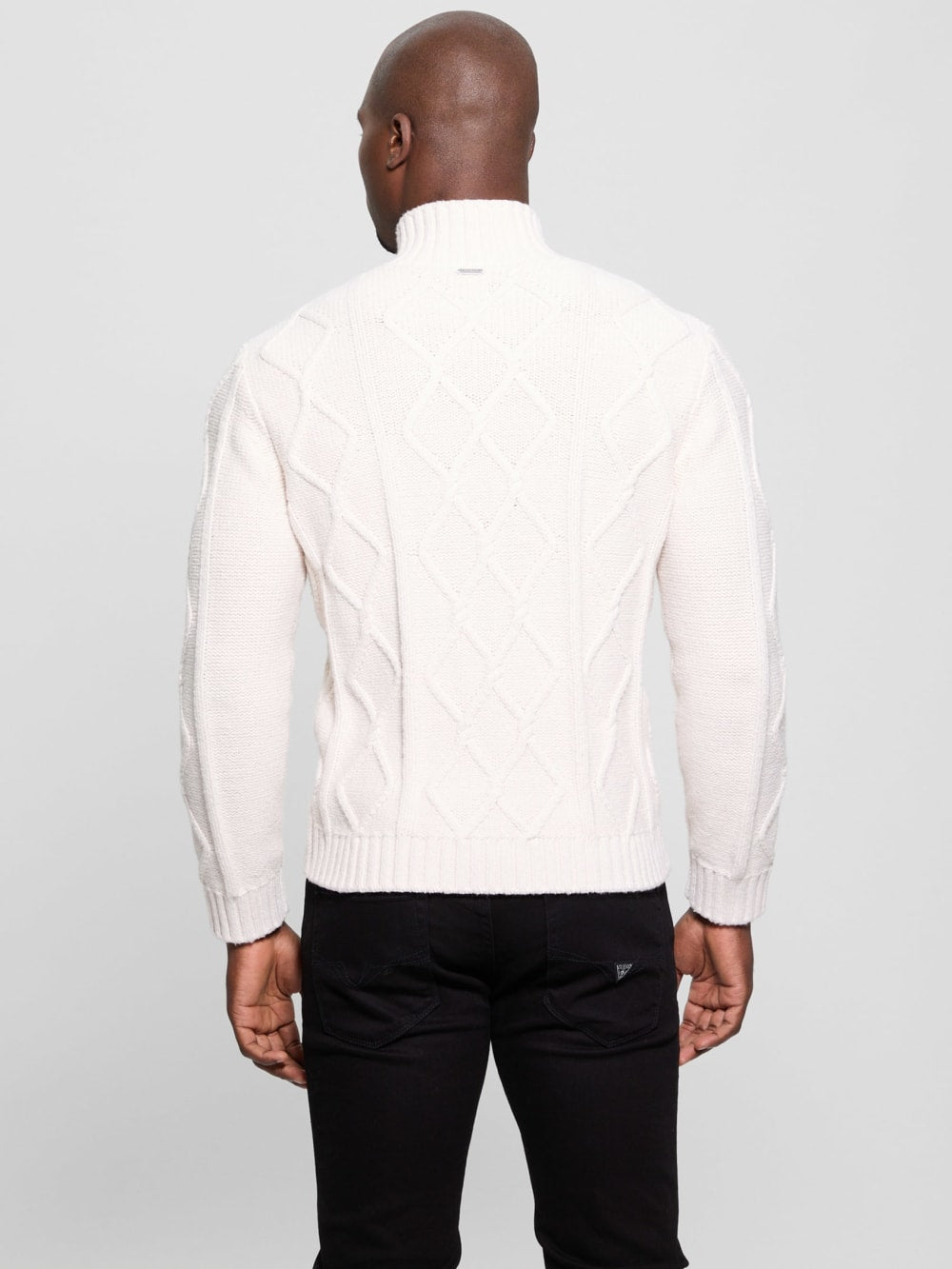 Diamond Cable-Knit Half-Zip Sweater - Guess