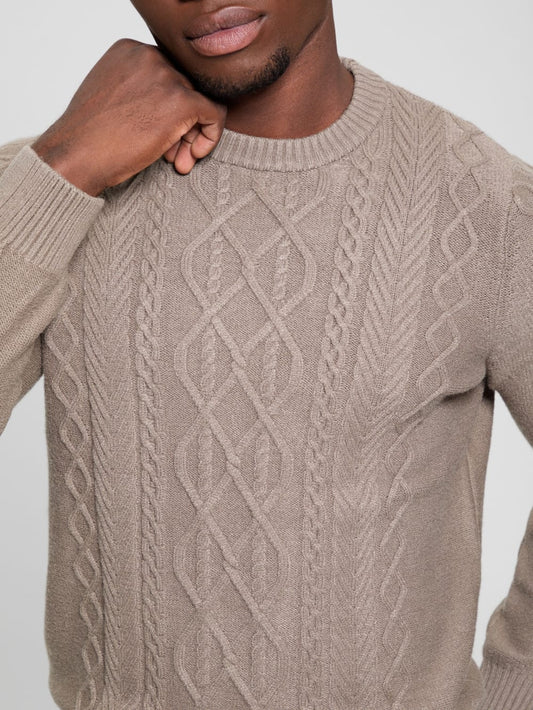 Eco Noah Crewneck Celtic Cable-Knit Sweater - Guess