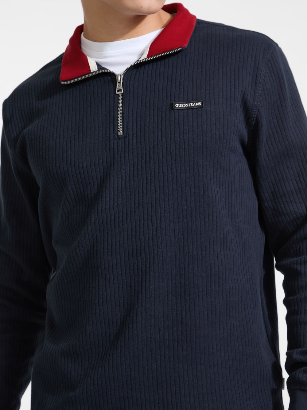 Ribbed Quarter Zip Pullover - Guess