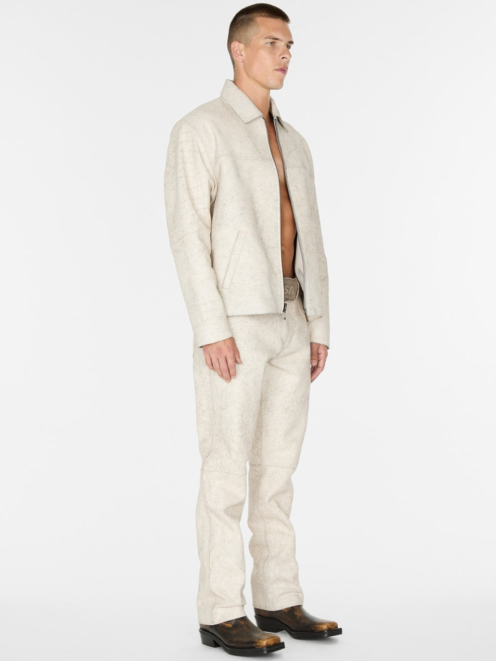 crackle leather zip jacket - Guess