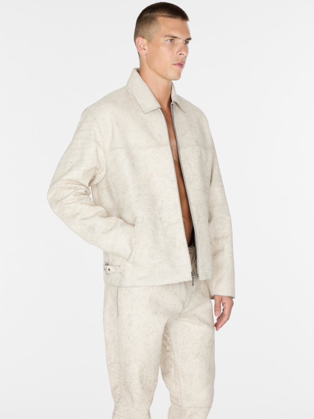 crackle leather zip jacket - Guess