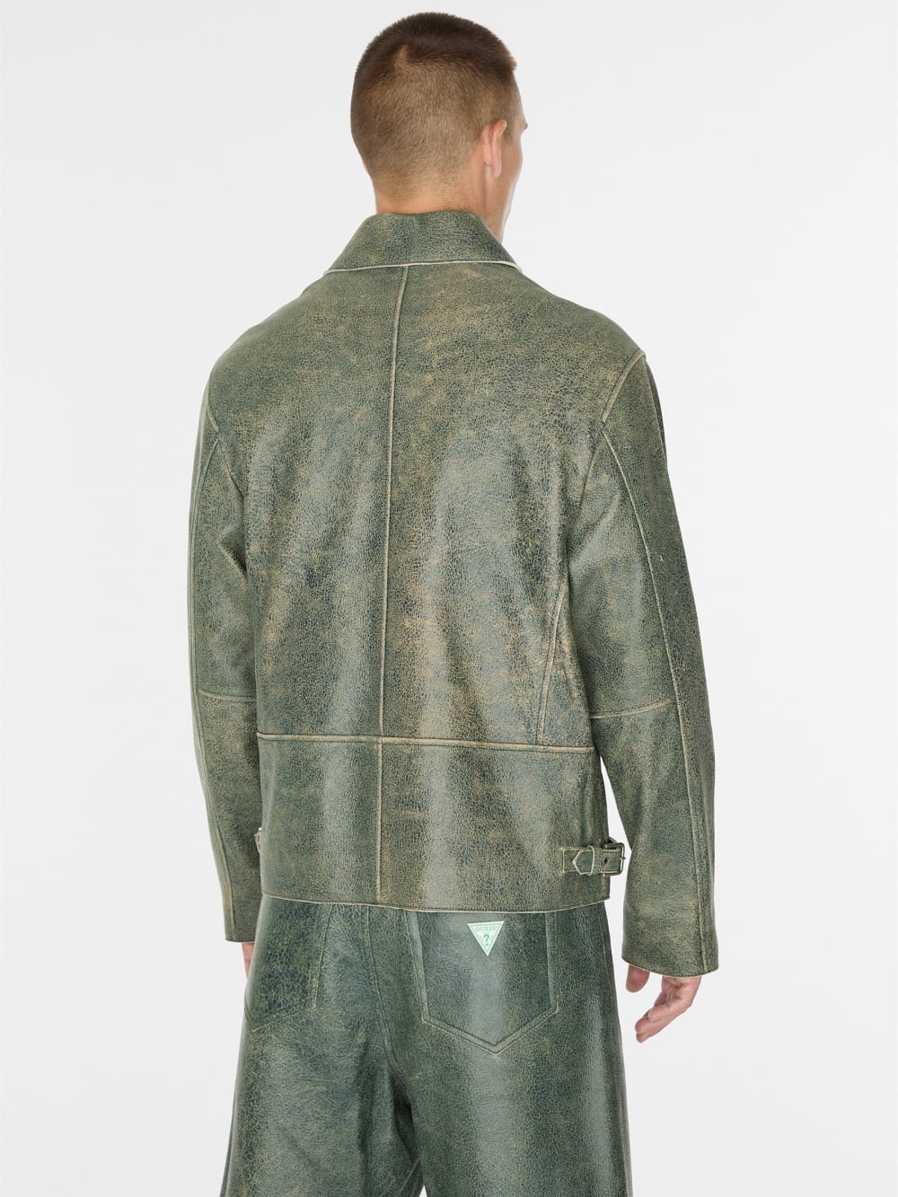 crackle leather zip jacket - Guess